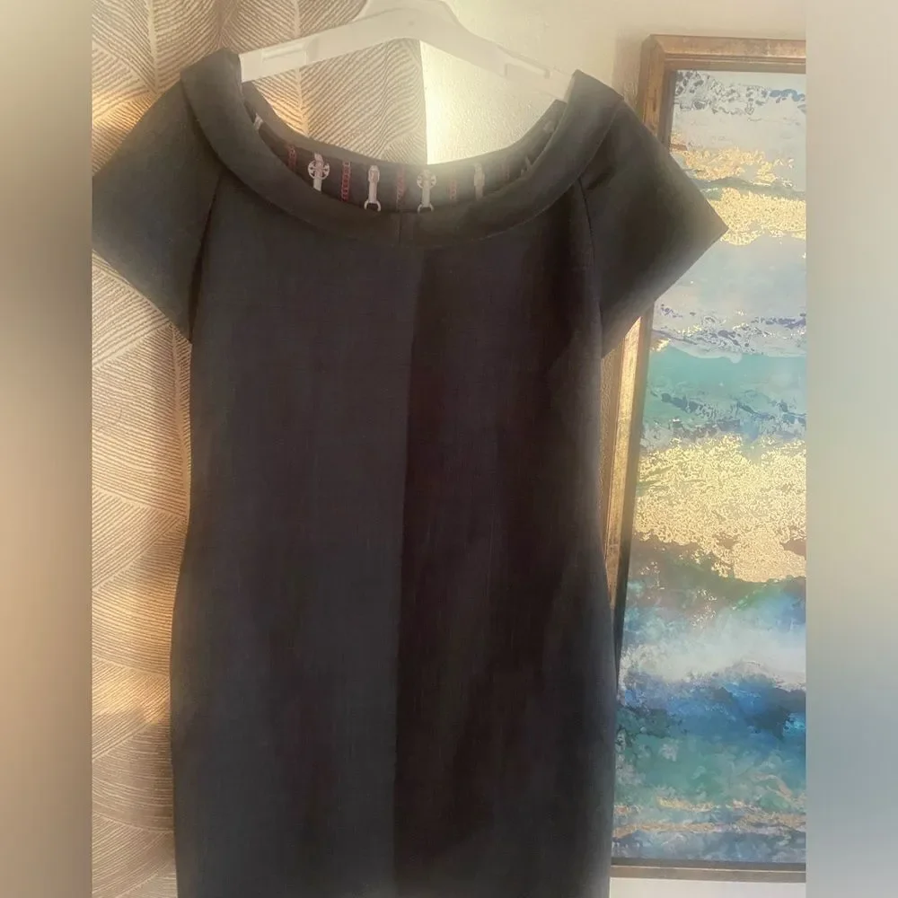 Tory Burch Dress Womens Size 4  Gray Wool Blend  Tank  Sheeth  Lined Cap Sleeves